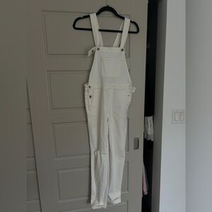 Anthropologie white denim overalls